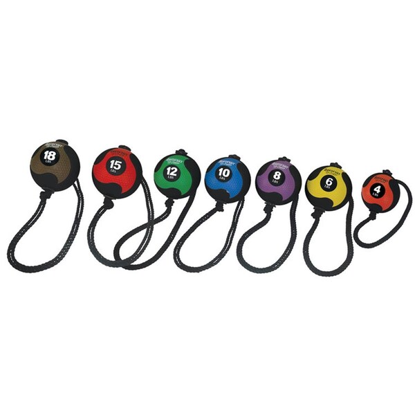 Aeromat AeroMat 34526 18 lbs Elite Power Rope Medicine Ball - Black with Bronze - 34526