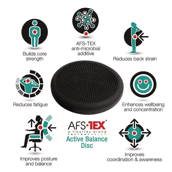Floortex ATS-TEX Active Balance Disc, 13" Diameter, Midnight Black - FCBD1313RBK