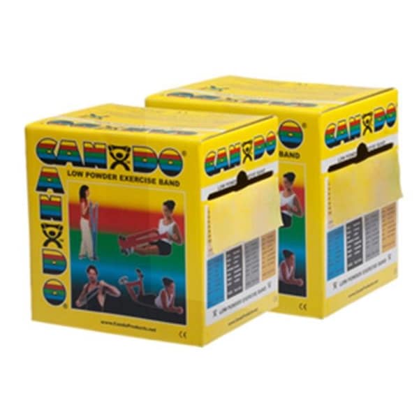Cando International CanDo CanDo-10-5491 Low Powder Exercise Band; 100 yards - Yellow; X Light - Pack of 2 - CANDO-10-5491
