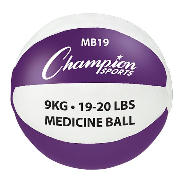 Champion Sports 19-20 lbs Leather Medicine Ball, Purple & White - CH55974