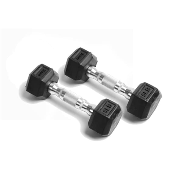York Barbell Rubber Hex Dumbbell with Chrome Ergo Handle - 5 lbs - YO626644