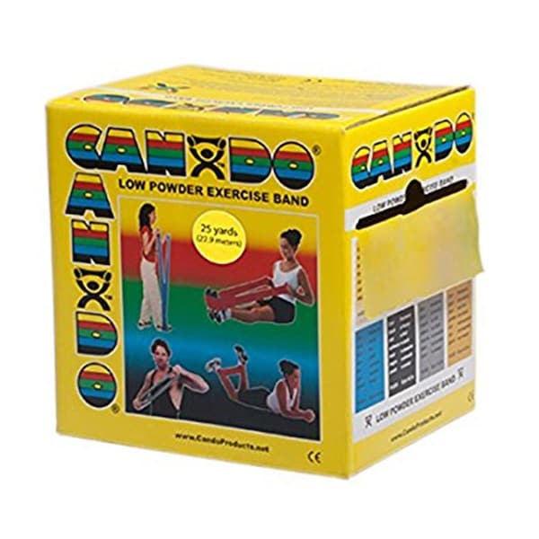 Cando International 25 Yard Low Powder Exercise Band Roll, Yellow - X-Light - CANDO-10-5271