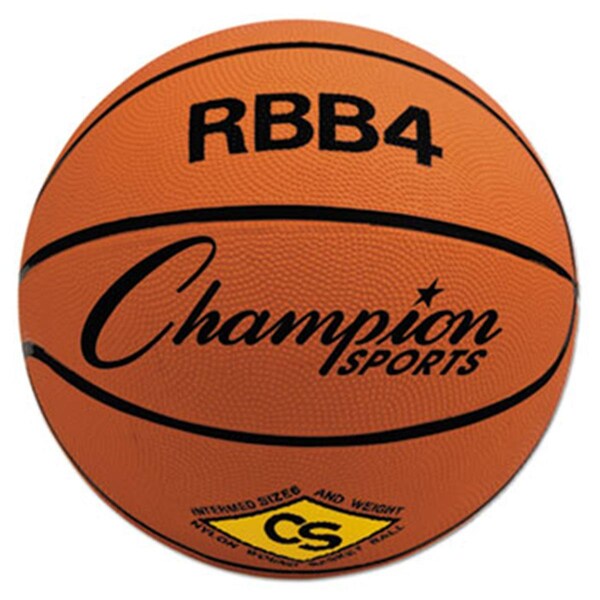 Champion Sports Rubber Sports Ball, For Basketball, No. 6, Intermediate Size, Orange - RBB4