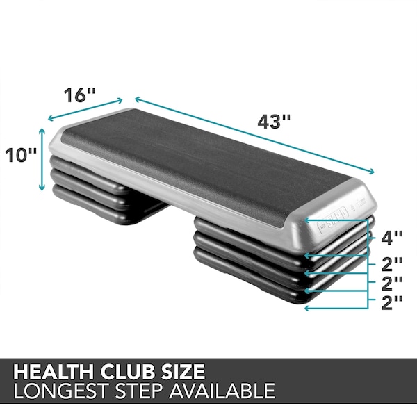 The Step Health Club Size Platform With Six 6 Original Risers - Grey - F1036
