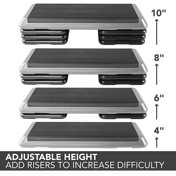 The Step Health Club Size Platform With Six 6 Original Risers - Grey - F1036