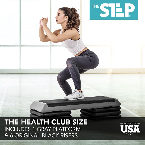 The Step Health Club Size Platform With Six 6 Original Risers - Grey - F1036