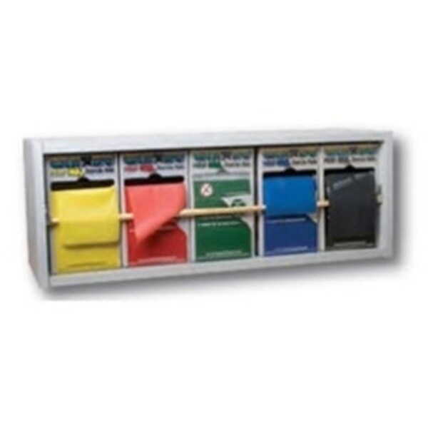 Cando International Plastic Exercise Band Rack with 5 x 100 Yard Perf 100 Latex Free Set - 5 Roll - 1308209