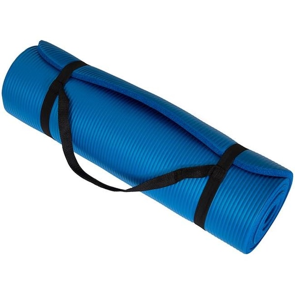 Wakeman Wakeman 80-5134-BLUE Non Slip Comfort Foam Durable Extra Thick Yoga Mat for Fitness; Pilates & Workout with Carrying Strap - Blue - 80-5134-BLUE