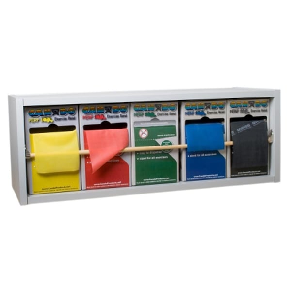 Step-Up Relief Dispens Wood Exercise Band Rack with 5 x 50 Yard Rep Latex Free Set - 5 Roll - ST1069352
