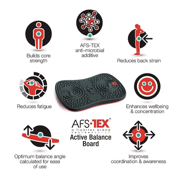 Floortex AFS-TEX Active Balance Board, 14 x 20 x 2.5, Black - FCWB1420ABK