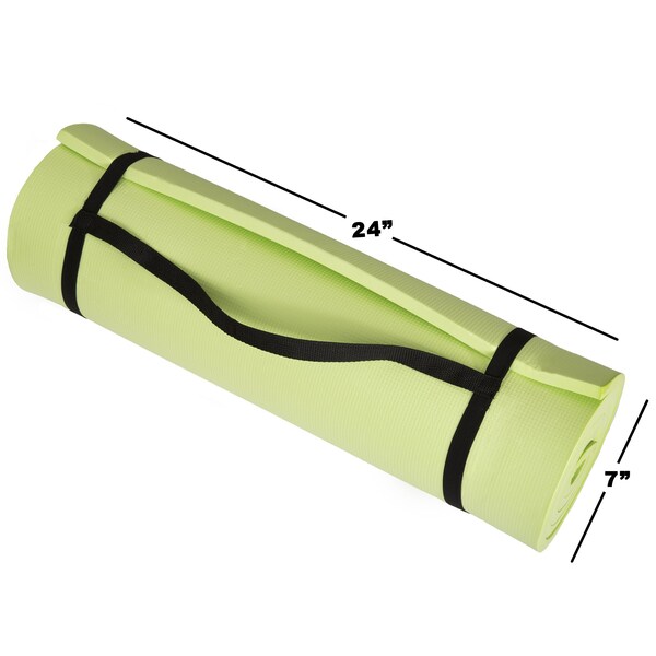 Wakeman Extra-Thick Yoga Mat - Durable Non-Slip Foam Workout Mat with Carrying Strap Green - 80-5136-GREEN