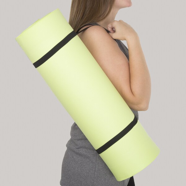 Wakeman Extra-Thick Yoga Mat - Durable Non-Slip Foam Workout Mat with Carrying Strap Green - 80-5136-GREEN