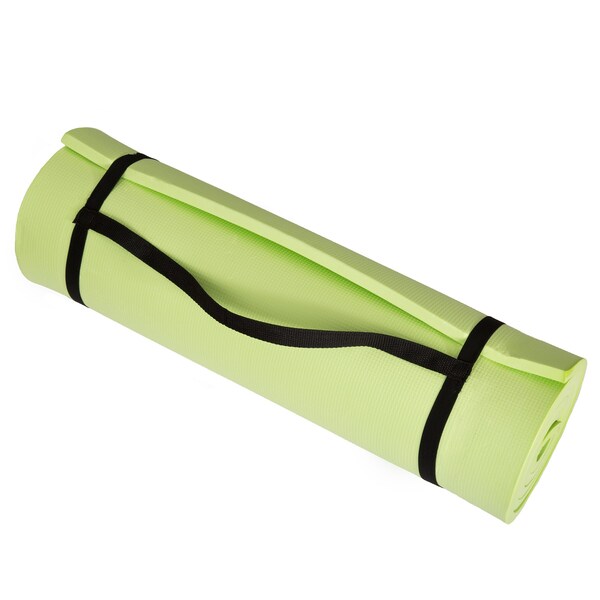 Wakeman Extra-Thick Yoga Mat - Durable Non-Slip Foam Workout Mat with Carrying Strap Green - 80-5136-GREEN