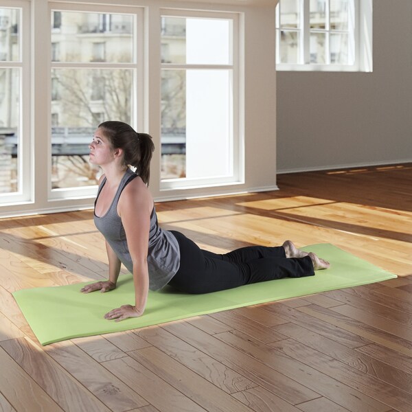 Wakeman Extra-Thick Yoga Mat - Durable Non-Slip Foam Workout Mat with Carrying Strap Green - 80-5136-GREEN