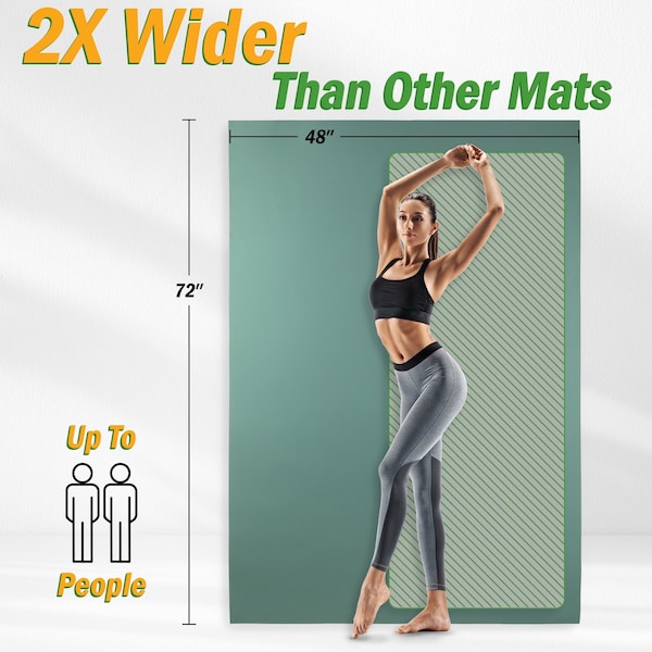 Wakeman Large Yoga Mat - 6x4 Non-Slip 8mm Exercise Mat for Home Workouts by Mint - 80-5224