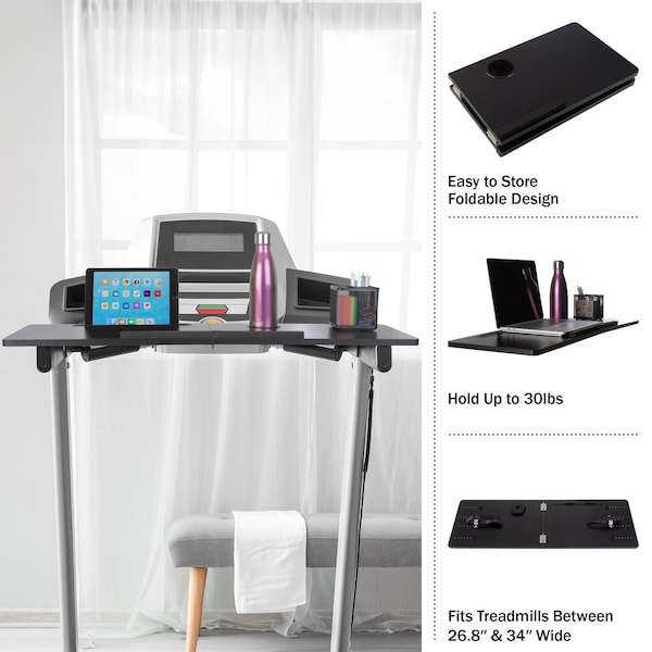 Rad Sportz Treadmill Desk Workstation - Universal Laptop Stand for Most Treadmills by Black - 80-5210