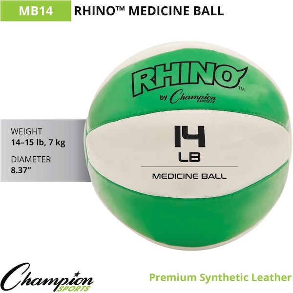 Champion Sports Leather Medicine Ball, 7 kg, 11"D - MB14