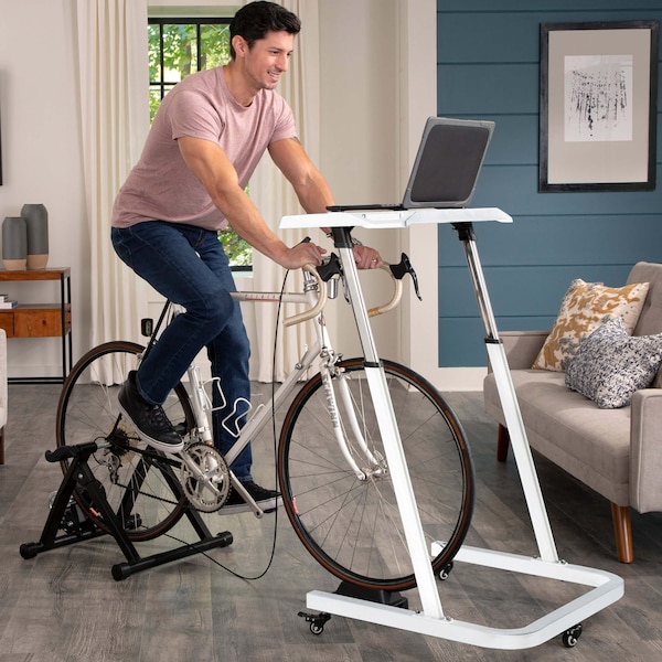 Rad Sportz Bike Desk - Rolling Laptop Cart for Stationary Bike - Adjustable Standing Desk by - 80-5212