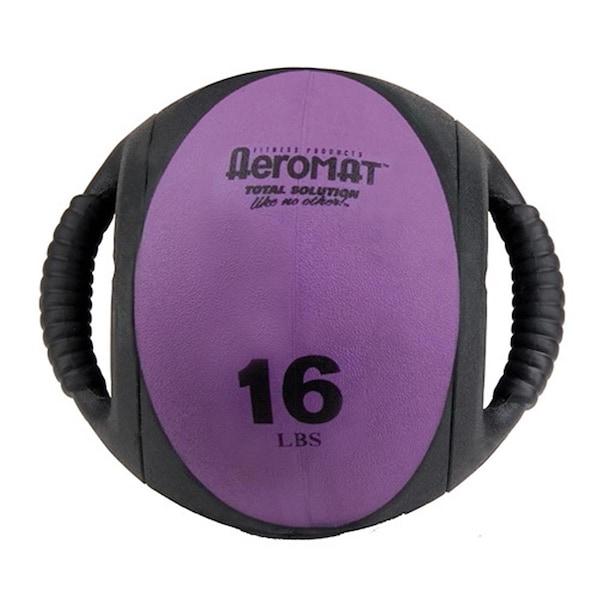 Aeromax Dual Grip Power Med Ball 9 in. Dia. 16 LB Black- Purple - AE12832