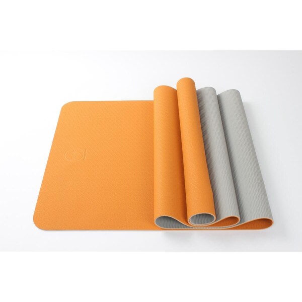 Maji Sports 2 Tone TPE Premium Yoga Mat  Orange/Gray - 1760ORANGE-GRAY-MAJ