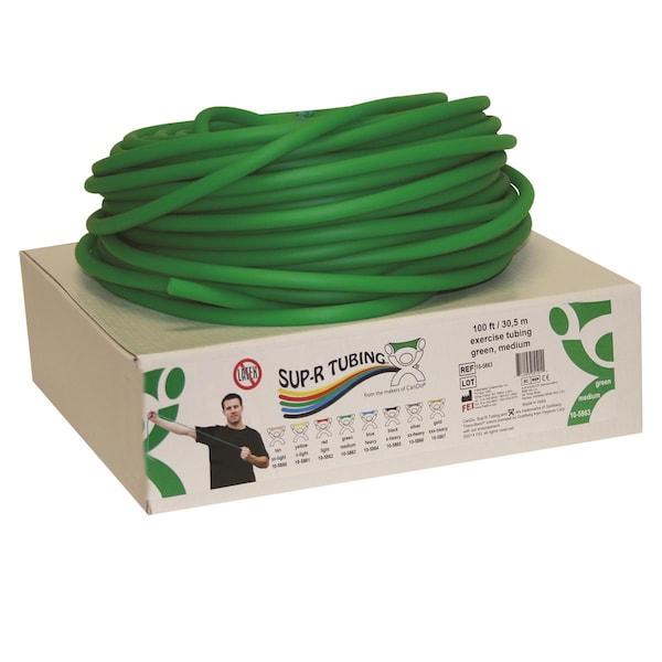 Sup-R Tubing 100 ft.atex Free Exercise Tubing with Dispenser Roll, Green - Medium - 1447731