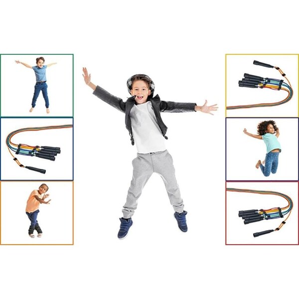 Sportime Adjustable Length Jump Ropes, 9 Feet Maximum, Assorted Colors, 6 PK - 112002541