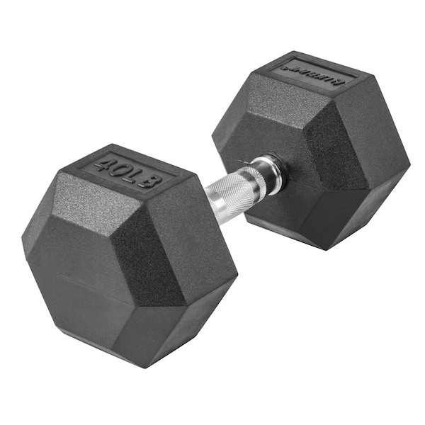 Lifeline Fitness Hex Rubber Dumbbell, 40lbs - LLHRD40