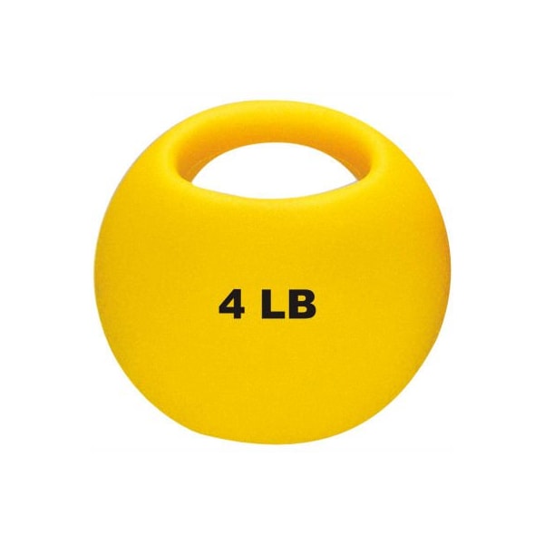 Fabrication Enterprises CanDo One-Handle Medicine Ball, 4 lb., 9" Diameter, Yellow - 508328