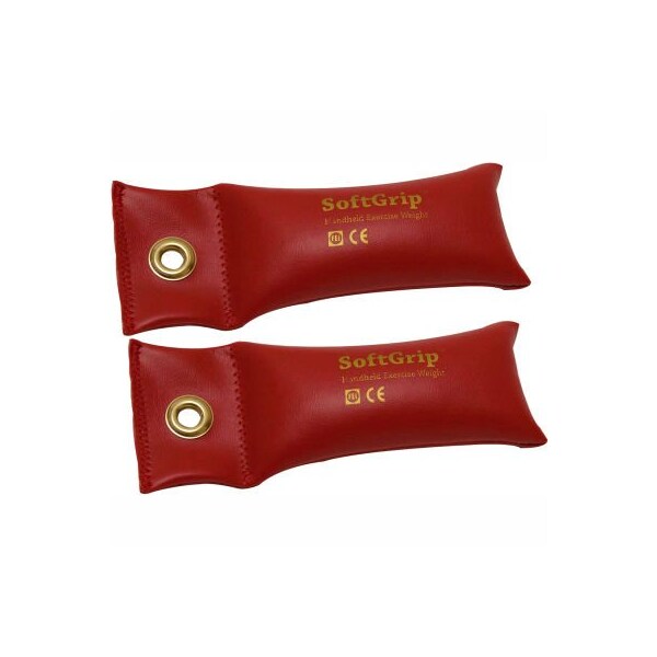 Fabrication Enterprises CanDo SoftGrip Hand Weight, 1.5 lb., Red, 1 Pair - 10-0352-2