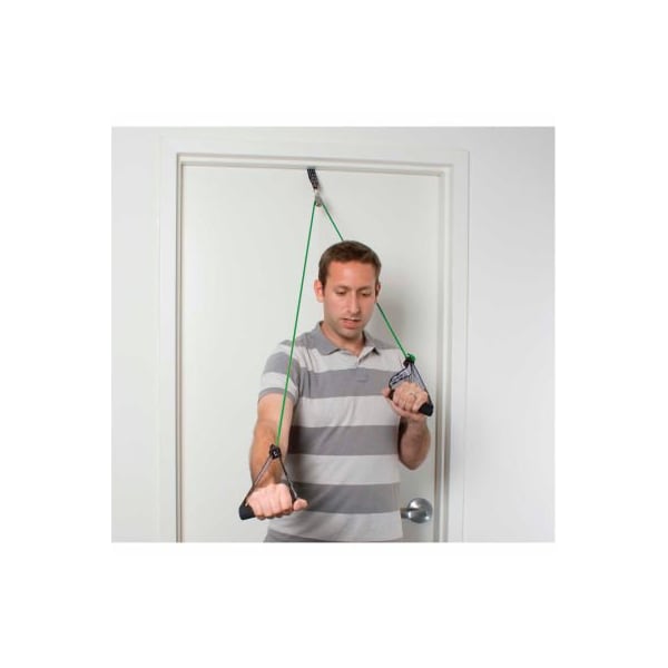 Fabrication Enterprises CanDo Shoulder Pulley Exerciser with Tubing and Handles, Green, Medium, 1 Set - 1147867