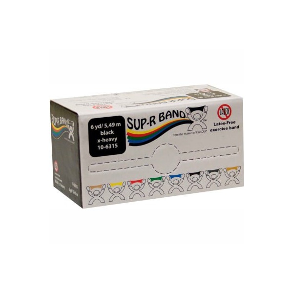 Fabrication Enterprises Sup-R Band Latex Free Exercise Band, Black, 6 Yard Roll/Box - 1612820