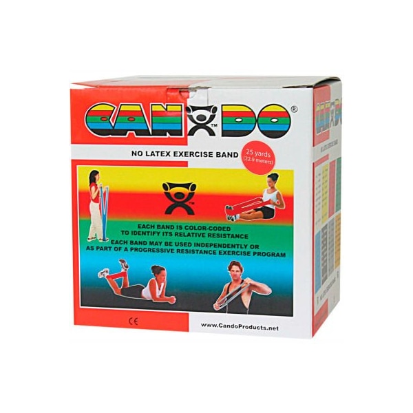 Fabrication Enterprises CanDo Latex-Free Exercise Band, Red, 25 Yard Roll, 1 Roll/Box - 1363361
