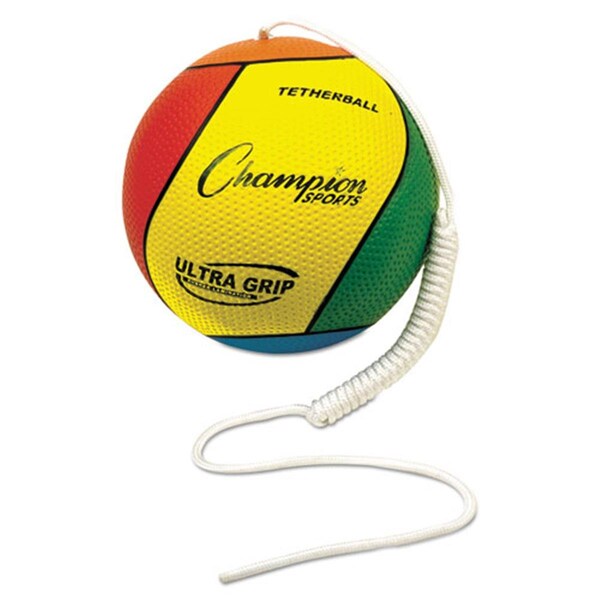 Champion Sports Champion Sport  Ultra Grip Tether Ball, 5'' Diameter, Laminated Rubber, Yellow/Green/Blue/Red - CH31123