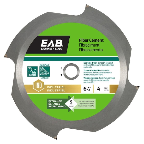 Inserciones 6.5 in. x 4 Teeth Fiber Cement Industrial Recyclable Exchangeable Saw Blade - IN3357604