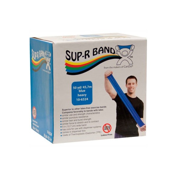 Fabrication Enterprises Sup-R Band Latex Free Exercise Band, Blue, 50 Yard Roll/Box - 1616108