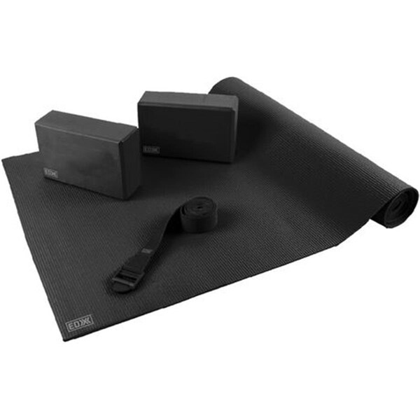 Edx Y4PKBLK Essential Yoga Kit, Black - 4-Piece - EDXY4PKBLK