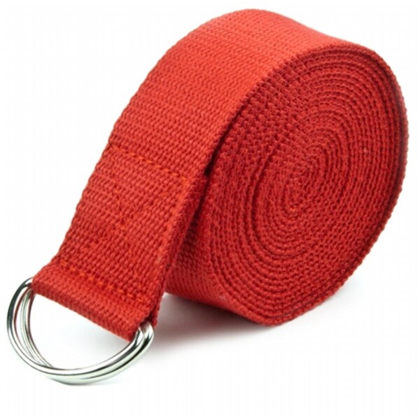 Qualitycare 8 ft. Cotton Yoga Strap with Metal D-Ring, Red - QU1695327