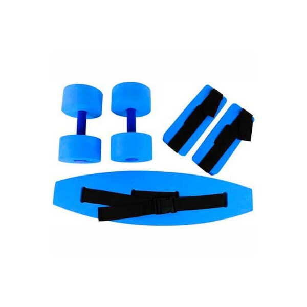 Fabrication Enterprises CanDo Deluxe Aquatic Exercise Kit (Jogger Belt, Ankle Cuffs, Hand Bars), Medium, Blue - 20-4201B