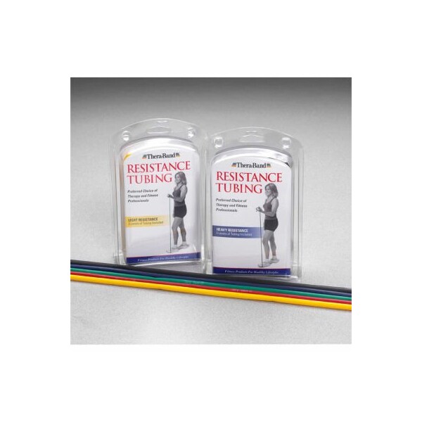 Fabrication Enterprises Thera-Band Latex Exercise Tubing, 5' Tubing, Heavy -Blue, Black), Retail Pack - 10-1328