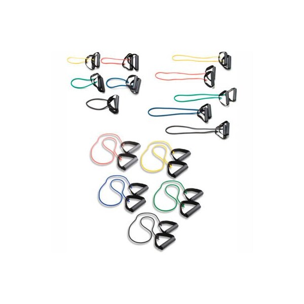 Fabrication Enterprises CanDo Exercise Tubing with Handles, Full Body Set -18", 36", 48"), 5 Color Set - 1435313