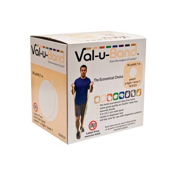 Fabrication Enterprises Val-u-Band Latex Free Exercise Band, Peach - Level 1, 50 Yard Roll/Box - 1541964