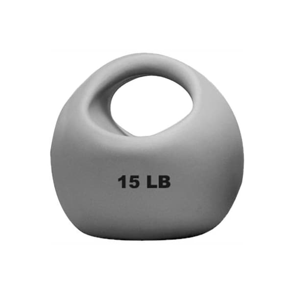 Fabrication Enterprises CanDo One-Handle Medicine Ball, 15 lb., 9" Diameter, Silver - 510520