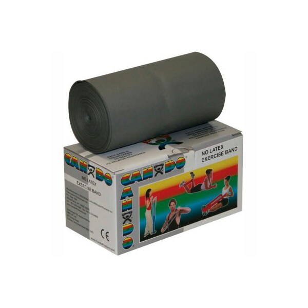 Fabrication Enterprises CanDo Latex-Free Exercise Band, Silver, 6 Yard Roll, 1 Roll/Box - 1357517