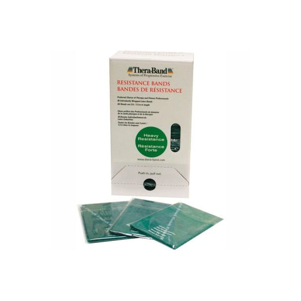 Fabrication Enterprises Thera-Band Latex Exercise Band, 5" Strips, Green, 30 Strips/Box - 10-1553