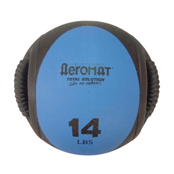 Aeromat Dual Grip Power Med Ball 9 in. Dia. 14 LB Black- Blue - AE12831