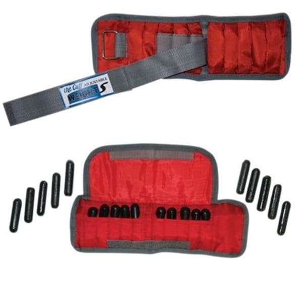 Fabrication Enterprises Fabrication Enterprises 10-3341-2 4 lbs Cando Adjustable Wrist Weight; Red - 2 Each - 10-3341-2