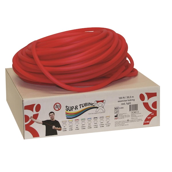 Sup-R Tubing 100 ft.atex Free Exercise Tubing with Dispenser Roll, Red - Light - 1447366