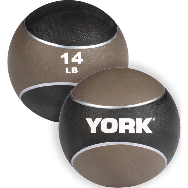 York Barbell 14 lbs 2 Tone Medicine Rubber Ball, Brown - 65114