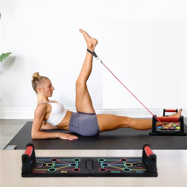 Zunammy Zunammy ZWB4000-M2 Ztech 9-in-1 Push Up Rack Board Fitness System with Resistance Bands; Multi Color - ZWB4000-M2