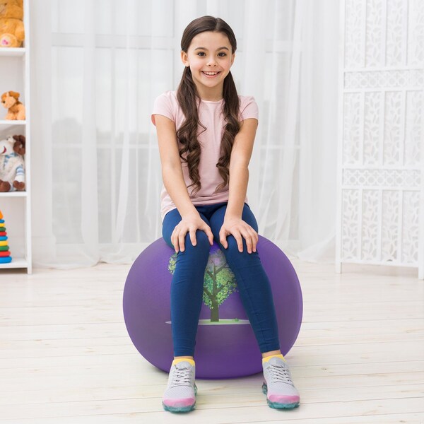 Bintiva Exercise Ball with Stabilizing Sand, 55cm, Black - BN-SANDBALL-55BLK-BT